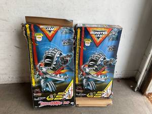 lot 41 image: LOT OF 2 Monster Jam ThunderROARus Drop Playset with Exclusive Monster Truck