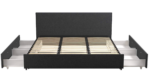 lot 80 image: Novogratz Kelly Dark Gray Linen King Size Bed with Storage