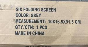 lot 262 image: ACTREY 6-Panel Grey Indoor Room DividerPrivacy Screen