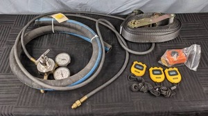 lot 102 image: Ratchet Tie Down Strap, Digital Stop watch Timers and Oxygen Regulator