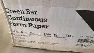Green Bar Continous Feed Form Paper