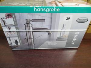 lot 20 image: Hansgrohe Status Lavatory Faucet Brushed Nickel Finish Solid Brass Construction