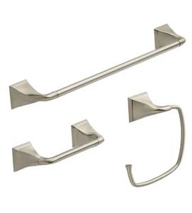 lot 69 image: Delta - Everly 3-Piece Bath Hardware Set with Towel RingToilet Paper Holder and 24 in. Towel Bar in Brushed Nickel