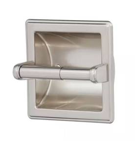 lot 88 image: Franklin Brass - Recessed Toilet Paper Holder with Beveled Edges in Brushed Nickel