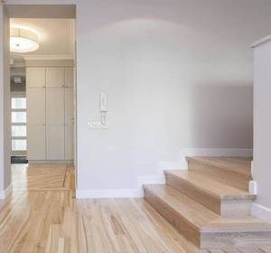 lot 165 image: (Qty 11) Zamma - Sterling OakGray Birch Wood 1 in. Thick x 2-12 in. Wide x 94 in. Length Vinyl Stair Nose Molding