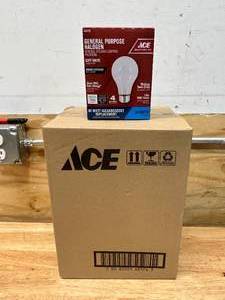 lot 27 image: ACE Case of General Purpose Halogen Light Bulbs (48 total light bulbs)