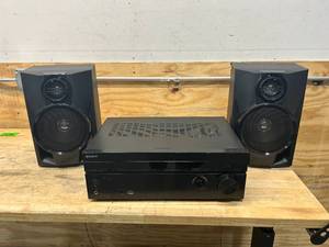 lot 61 image: SONY STR-DN840 AV Receiver with 2 SHARP Speakers