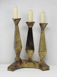 2 contemporary style vintage 70s Gold Candelabra