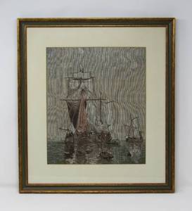 Framed silk petit point artwork