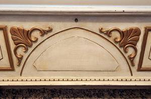 lot 2 image: Footed Blonde & Gold Painted Cedar Chest