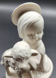 lot 192 image: Pair of Goebel Baby Jesus with Lamb Porcelain Figures - HJ 19