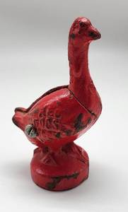 lot 198 image: Arcade Red Goose Shoes Coin Bank, Circa 1920s