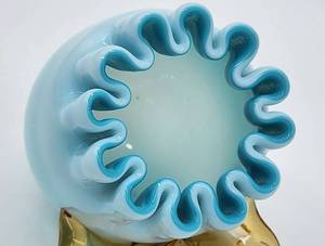 lot 214 image: Antique Blue Victorian Vase with Amber Feet