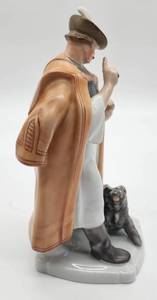 lot 256 image: Large Vintage Hand Painted Herend Man with Dog Figure by Maugsch Gyula