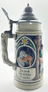 lot 87 image: Vintage Thewalt Pewter Lidded German Beer Stein