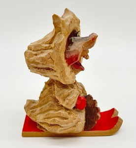 lot 305 image: Vintage Wood Carved Henning Style Norwegian Troll on Skis