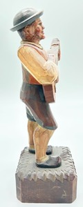 lot 276 image: Vintage Wood Hand Carved Guitar Player Figurine