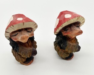 lot 266 image: Set of 2 Norwegian Hand Carved Hand Painted Trolls