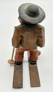 lot 280 image: Vintage Hand Carved Cross Country Skier Wood Figurine