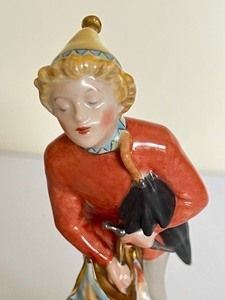 lot 38 image: Vintage Porcelain Danish Royal Copenhagen Figurine Boy with Umbrella  Sandman Ole Lukoje