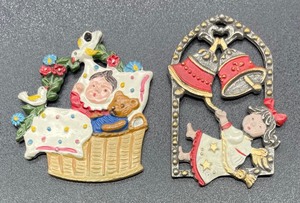 lot 327 image: Vintage Kuhn Zinn Painted Pewter Ornaments