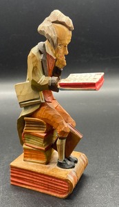 lot 337 image: Vintage Hand Carved Wooden Librarian Figurine