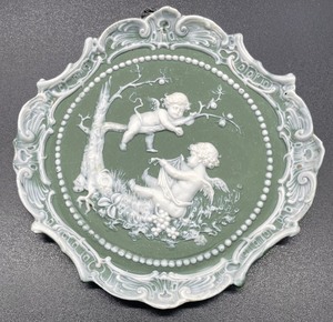 lot 349 image: 3 German Schafer and Vater Jasperware Plaques  Plates