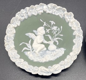 lot 395 image: Two Vintage German Schafer and Vater Jasperware Plaques