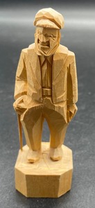 lot 412 image: Three Vintage Hand Carved Wooden Figurines