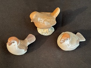 lot 54 image: Three Vintage Porcelain Bing and Grndahl Bird Figurines