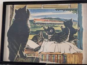 lot 355 image: Three Framed Chessie the Cat Prints by Charles Bracker