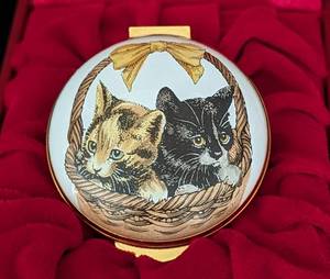lot 356 image: Three Halcyon Days Kitty Themed Enamel Trinket Boxes