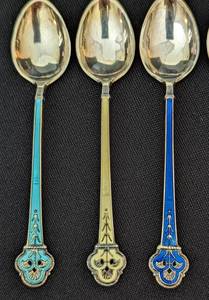lot 360 image: David Andersen Norway Sterling Silver and Enamel Demitasse Spoon Set