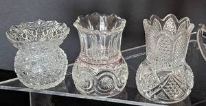 lot 364 image: Assorted CutPressed Glass Toothpick Holders