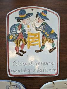 lot 370 image: Norwegian Painted Ceramic Wall Plaques