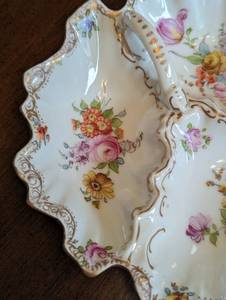 lot 382 image: Small Dresden Painted Porcelain Divided Dish