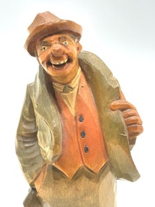 lot 424 image: Vintage Hand Carved Wooden Figurine by KAWE