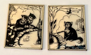 lot 413 image: Pair of Vintage Cat Silhouettes