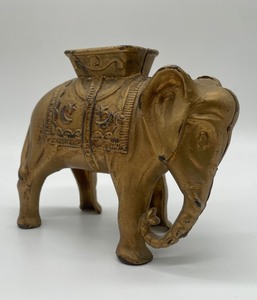 lot 130 image: Antique Cast Iron Gold Indian Elephant Bank