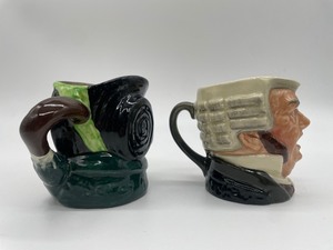 lot 125 image: Royal Doulton Character Mini Toby Sairey Gamp and Sergeant Buz Fuz Jugs.