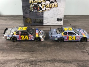 lot 63 image: 2000 Nascar Brooksfield Collectors Guild Stock Car and Brushed Metal Stock Car Twin Pack Jeff Gordon Monte Carlo #24  DuPont Nascar 2000 124 scale die cast