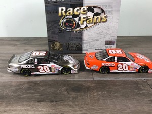 lot 64 image: 2000 Nascar Brookfield Collectors Guild Stock Car and Brushed Metal Stock Car Twin Pack Tony Stewart Grand Prix #20 Home Depot  Rookie of the Year 124 scale die cast