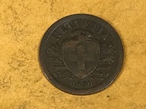 lot 141 image: 1850 Swiss 2 Rappen Coin