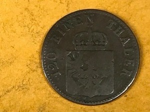 lot 142 image: 1846 German States Prussia 3 Pfennig Coin