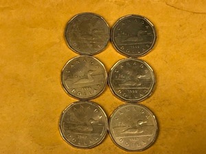 lot 151 image: 6 - Canadian One dollar coins