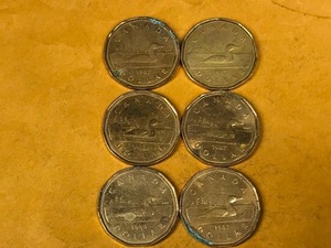 lot 152 image: 6 - Canadian One dollar coins