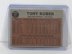 lot 198 image: 1962 Topps Baseball Card Tony Kubek Makes The Double Play #311