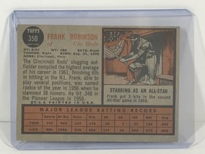 lot 354 image: 1962 Topps Baseball Card Frank Robinson #350