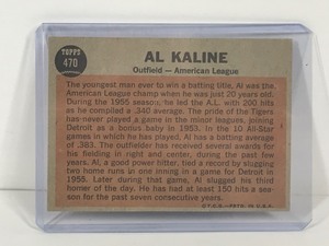 lot 361 image: 1962 Topps Baseball Card The Sporting News American League All-Star Al Kaline #470