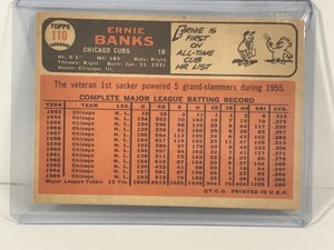 lot 362 image: 1966 Topps Baseball Card Ernie Banks #110